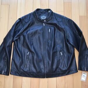NWT Levis Faux Leather Black Motorcycle Jacket Size 2XL